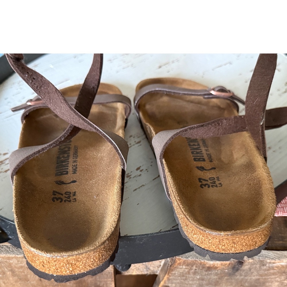 Birkenstock Yara Sandals Mocha Brown Birko-Flor Strappy Ankle Wrap Womens 37 - Picture 8 of 8